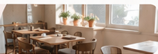 Sunlit cafe seating